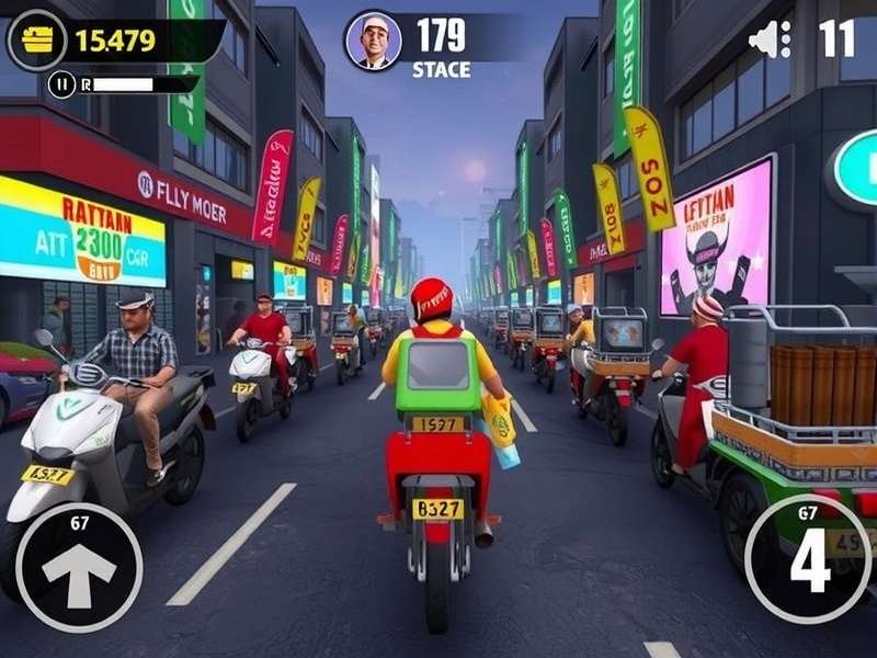 Tiffin Racer Game Interface showing Mumbai dabbawala racing gameplay in a crowded Mumbai street setting